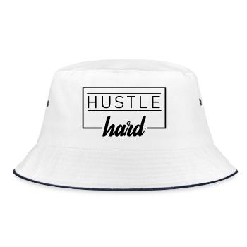 hustle hard - Bucket Hat - white/navy - Front