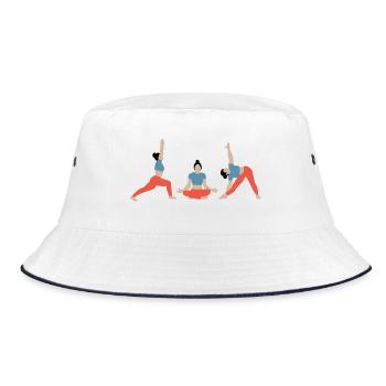 Power yoga in the gym orange blue - Bucket Hat - white/navy - Front