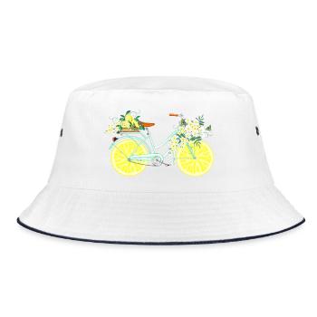 Bicycle with lemons - Bucket Hat - white/navy - Front