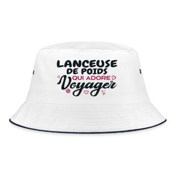 Globetrotting shot putter, passionate about vo - Bucket Hat - white/navy - Front