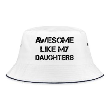 AWESOME LIKE MY DAUGHTERS - Geschenk Vater Mutter - Bucket Hat - Weiß/Navy - Vorne
