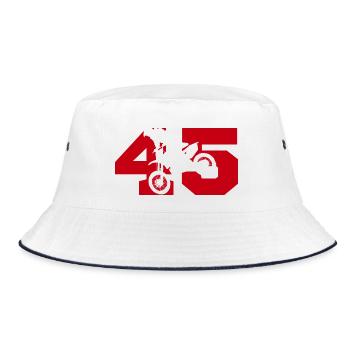 Moto 45 Biker - Bucket Hat - Weiß/Navy - Vorne
