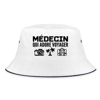 Reisende & Ärzte: Leidenschaft & Entdeckung - Bucket Hat - Weiß/Navy - Vorne