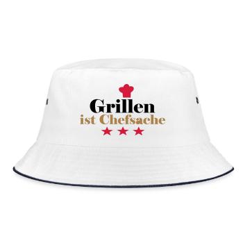 Barbecuing is a matter for the - Bucket Hat - white/navy - Front