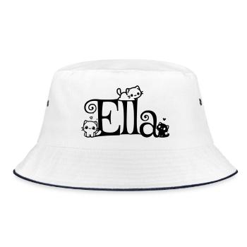Ella Name Vorname Kätzchenname - Bucket Hat - Weiß/Navy - Vorne