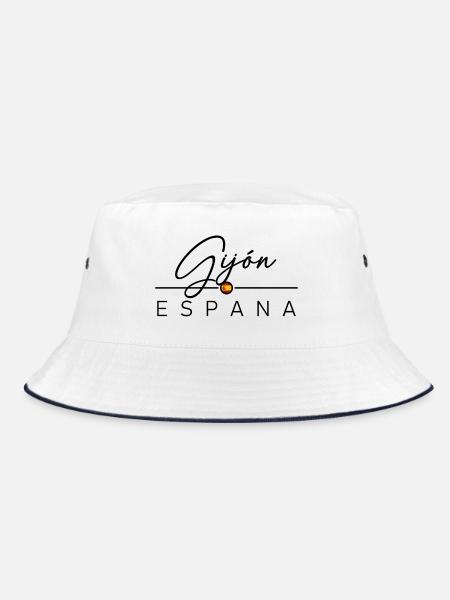 Spain - Gijón - Gijon - Spanien - Espana - Bucket Hat - Weiß/Navy - Vorne
