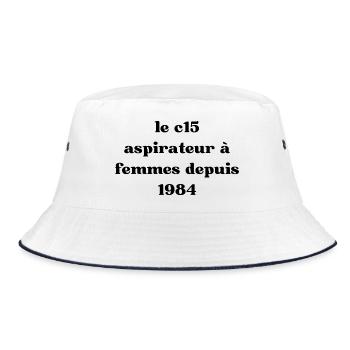 Der C15 Damenstaubsauger Geschenk C15 vom Herrn - Bucket Hat - Weiß/Navy - Vorne