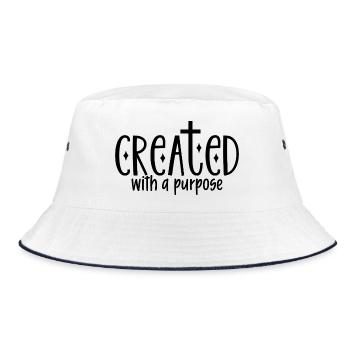 Created With A Purpose - Bucket Hat - Weiß/Navy - Vorne