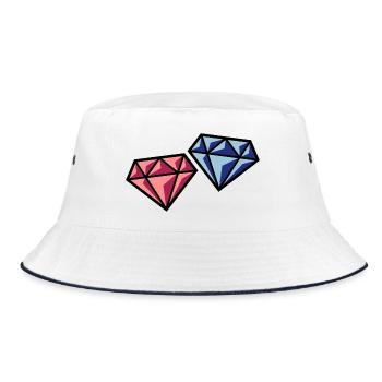 Diamantenpaar (Brautpaar Hochzeit Symbol / POS) - Bucket Hat - Weiß/Navy - Vorne