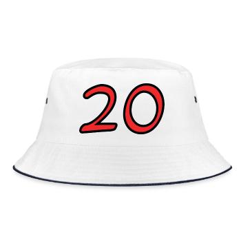 20. 20. JAHRESTAG. 20-JÄHRIGES JUBILÄUM. 20 JAHRE. - Bucket Hat - Weiß/Navy - Vorne