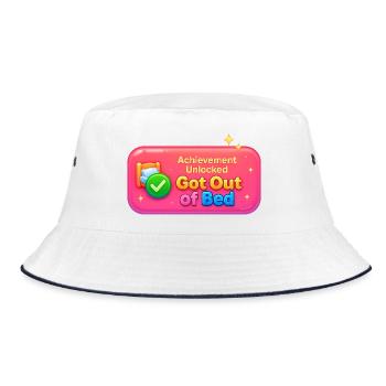 Achievement Achieved: Out of Bed Design - Bucket Hat - white/navy - Front