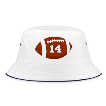 Nummer 14 Rugby - Rugby zum 14-jährigen Jubiläum - Bucket Hat - Weiß/Navy - Vorne