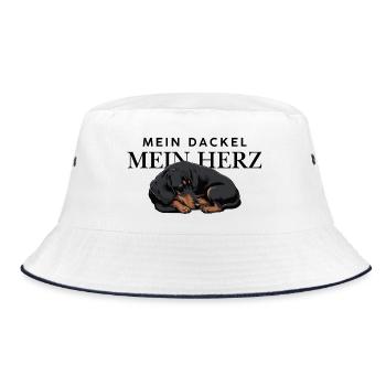 Mein_Dackel_Mein_Herz_schwarzbraun - Bucket Hat - Weiß/Navy - Vorne