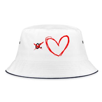 Ich bin kein Alpha Design mit rotem Herz - Bucket Hat - Weiß/Navy - Vorne
