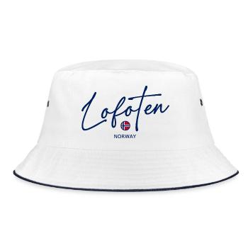 Lofoten - Norway Flag - Norge - Norwegen - Bucket Hat - white/navy - Front