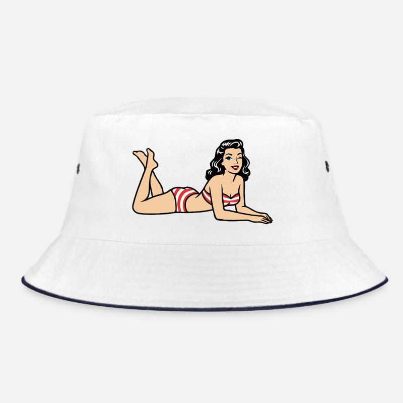 Retro Pinup Bikini Beach Image Bucket Hat