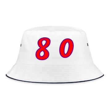 80. 80 JAHRE. 80. JUBILÄUM. 80-JAHRES-JUBILÄUM. - Bucket Hat - Weiß/Navy - Vorne