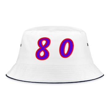 80. 80 JAHRE. 80. JUBILÄUM. 80-JAHRES-JUBILÄUM. - Bucket Hat - Weiß/Navy - Vorne