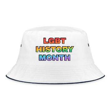 LGBT History Month Gradient Rainbow Text - Bucket Hat - white/navy - Front