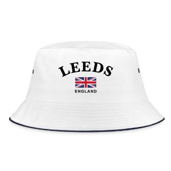Leeds, England - Bucket Hat - white/navy - Front