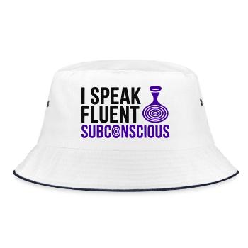 Hypnotiseur Ich spreche fließend unterbewusstes Fach - Bucket Hat - Weiß/Navy - Vorne