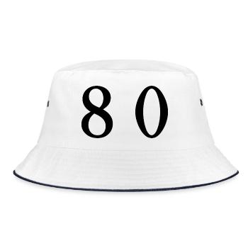 80. 80 JAHRE. 80. JUBILÄUM. 80-JAHRES-JUBILÄUM. - Bucket Hat - Weiß/Navy - Vorne