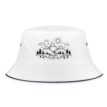 Mountains Landscape Nature - Bucket Hat - white/navy - Front
