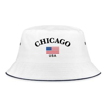 Chicago, USA - Bucket Hat - Weiß/Navy - Vorne