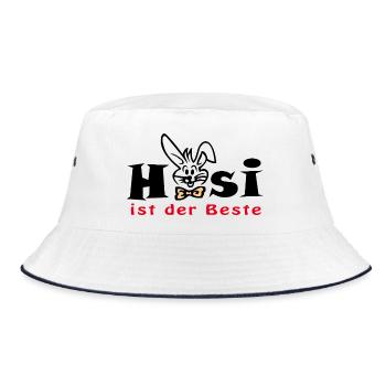 Hasi ist der Beste  Ostern - Bucket Hat - Weiß/Navy - Vorne