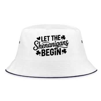 Shenanigans Begin Shamrock Script - Bucket Hat - white/navy - Front