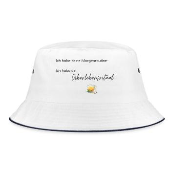 LIEBEVOLL Morgenroutine Tee - Bucket Hat - Weiß/Navy - Vorne