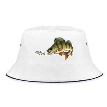Perch hunts fish - Bucket Hat - white/navy - Front