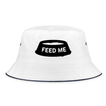 Dog Bowl Feed Me Saying - Bucket Hat - white/navy - Front