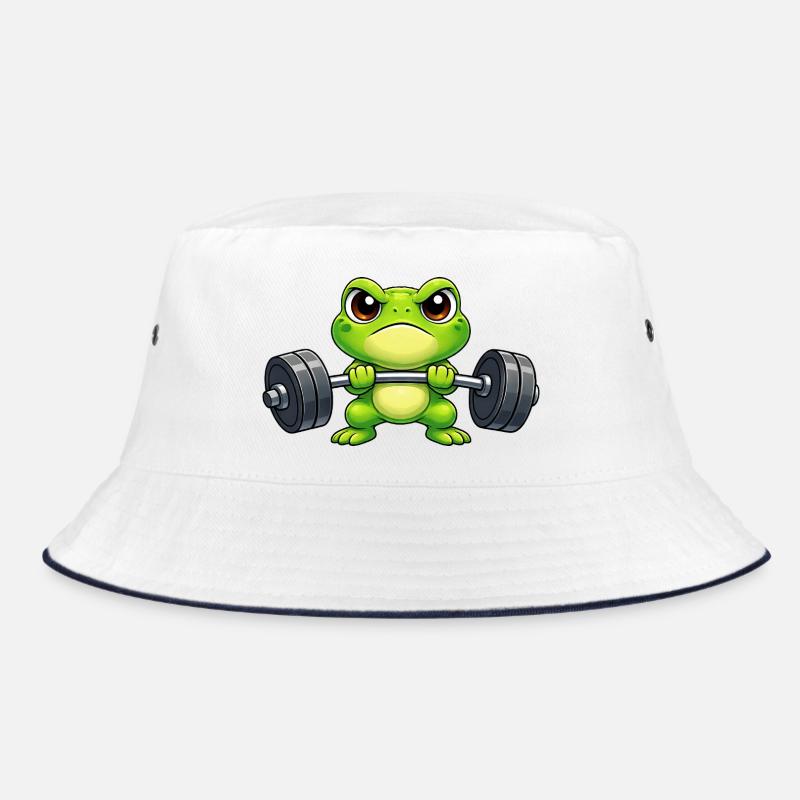 Kraftfrosch beim Heben schwerer Gewichte Bucket Hat