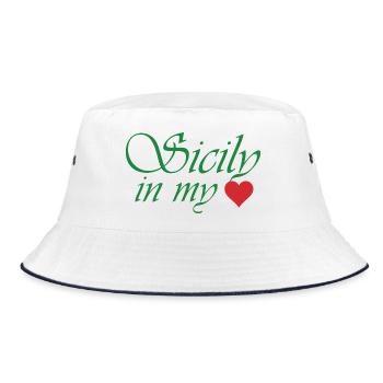 Sizilien in meinem Herzen - Bucket Hat - Weiß/Navy - Vorne