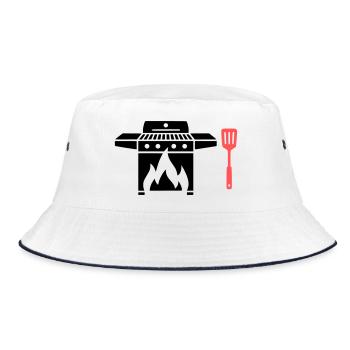 Gas Grill Grill Master BBQ Grill Party Father's Day - Bucket Hat - white/navy - Front