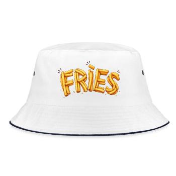 Frieze French Fries Typography Design - Bucket Hat - white/navy - Front