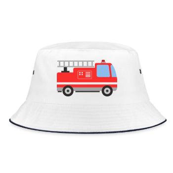 Feuerwehrauto - Bucket Hat - Weiß/Navy - Vorne