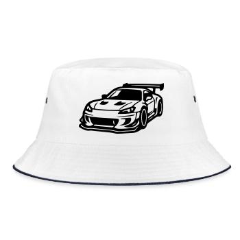 Car Sports Car Car Racing - Bucket Hat - white/navy - Front
