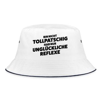 Unglueckliche Reflexe Spruch Shirt - Bucket Hat - Weiß/Navy - Vorne