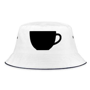 Kaffee Kaffeetasse Tasse Geschenk Kaffeetrinker - Bucket Hat - Weiß/Navy - Vorne