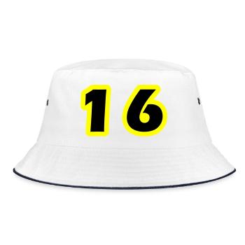 16 Number symbol - Bucket Hat - white/navy - Front