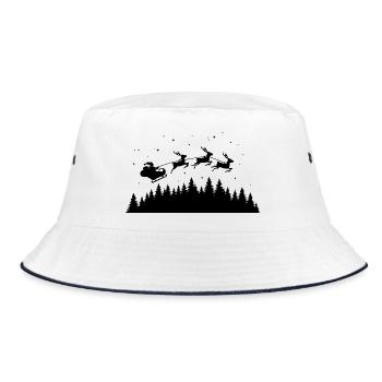 Weihnachtsmann Schlitten Rentiere - Bucket Hat - Weiß/Navy - Vorne