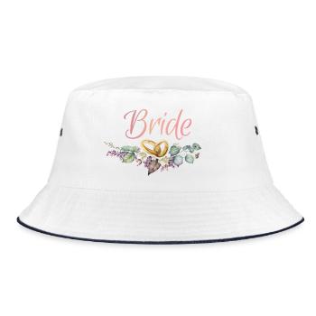 Bride Rings Floral Bachelor Party - Bucket Hat - white/navy - Front