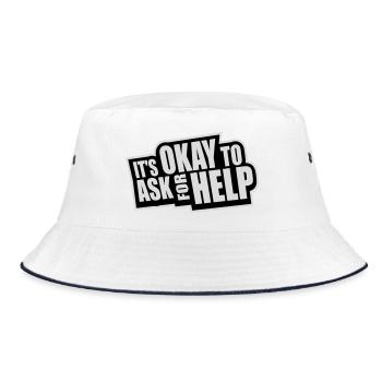 It's Okay To Ask For Help Help Questions Saying Logo - Bucket Hat - white/navy - Front
