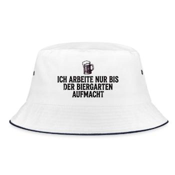 Biergarten Shirt Lustig Ich Arbeite Nur - Bucket Hat - Weiß/Navy - Vorne