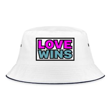 Love Wins Quote Graphic - Bucket Hat - white/navy - Front