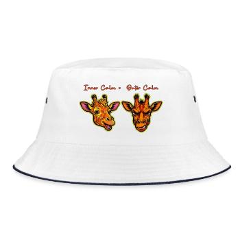 Giraffen Dualität: Ruhe Innen = Ruhe Außen - Bucket Hat - Weiß/Navy - Vorne