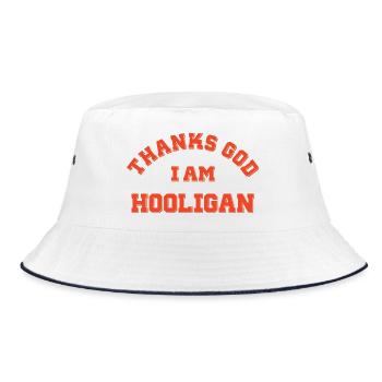 Gott sei Dank bin ich Hooligan - Bucket Hat - Weiß/Navy - Vorne