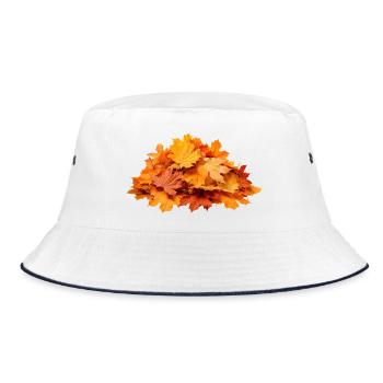 Autumn Leaves – Warmes Herbst‑Design - Bucket Hat - Weiß/Navy - Vorne